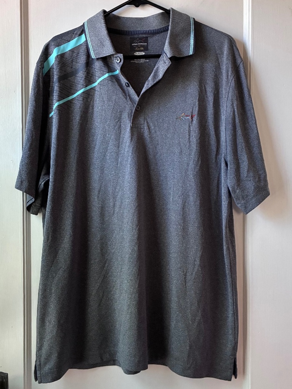 Greg Norman for Tasso Elba Play Dry dark gray performance golf polo